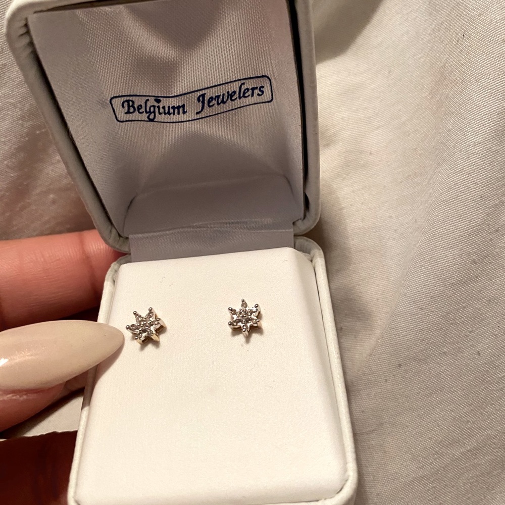 Silver And Diamond Snowflake Earrings